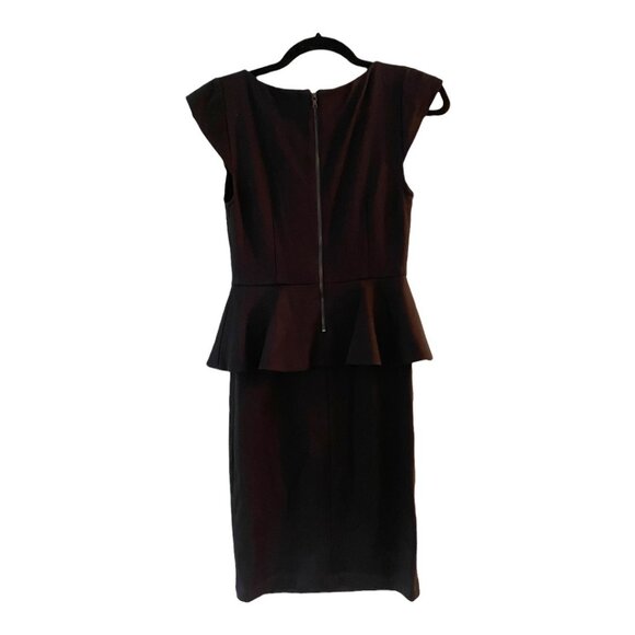 Alice + Olivia Size 4 Black Victoria Sleeveless Peplum Bateau Neck Mini Dress - Picture 6 of 6